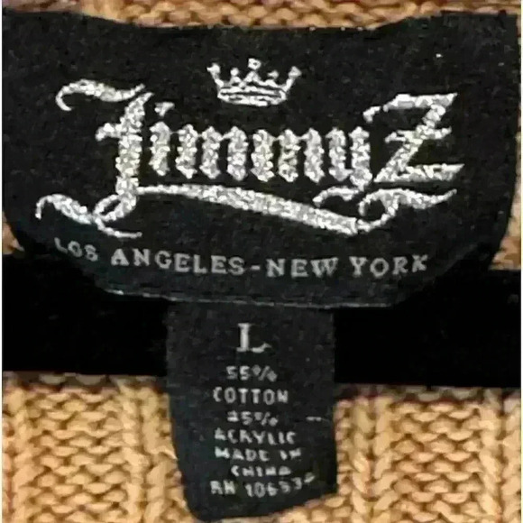 Vintage Jimmy Z Women's Brown Cable Knit Hooded Sweater Size Lg Short Sleeve - Picture 4 of 7